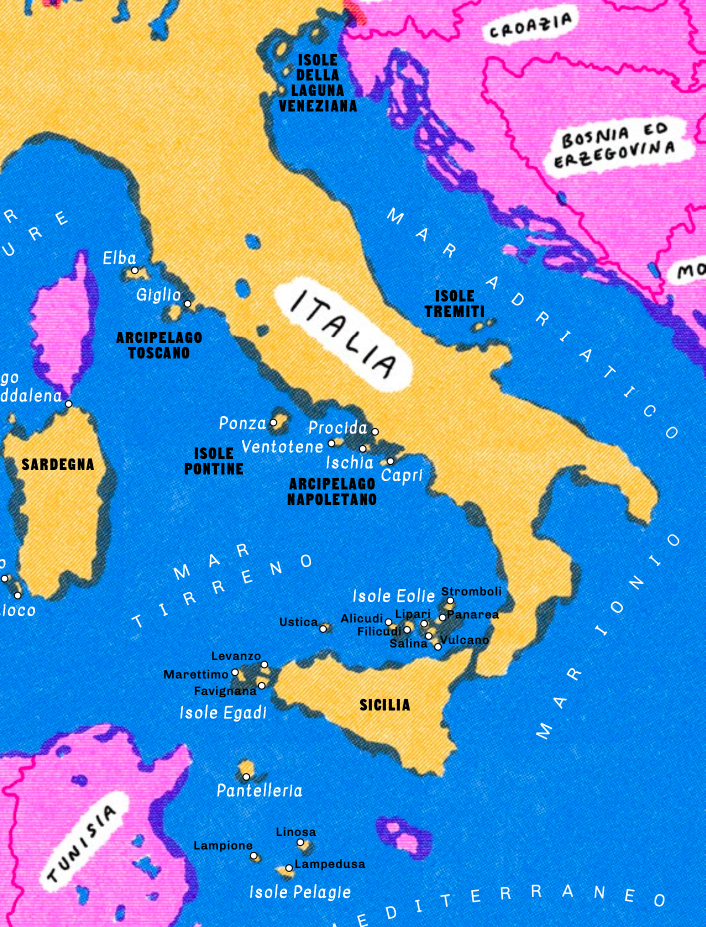 Map of the Italian Islands